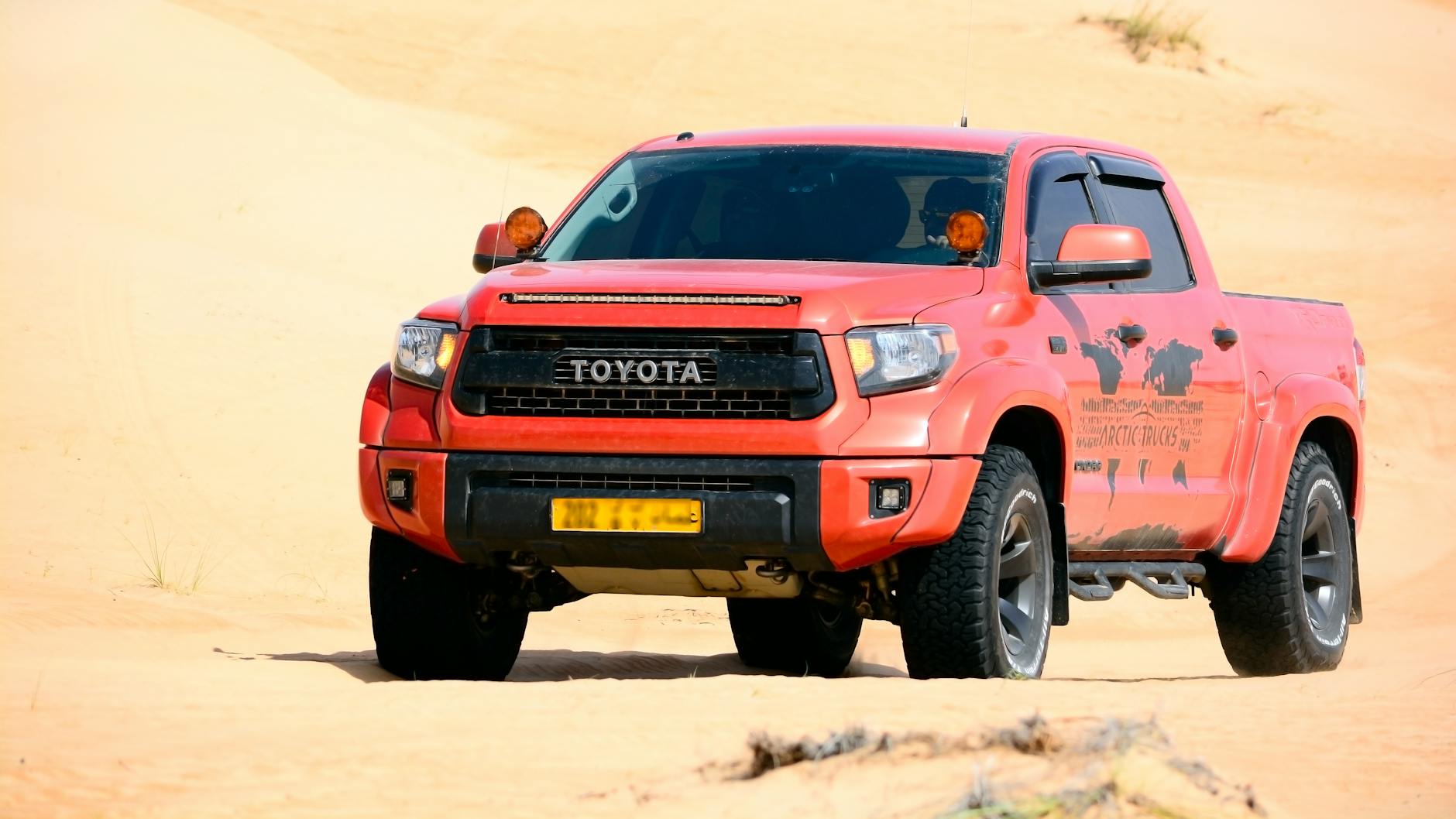 Toyota Tundra pickup in desert landscape